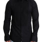 Elegant Black Cotton Dress Shirt