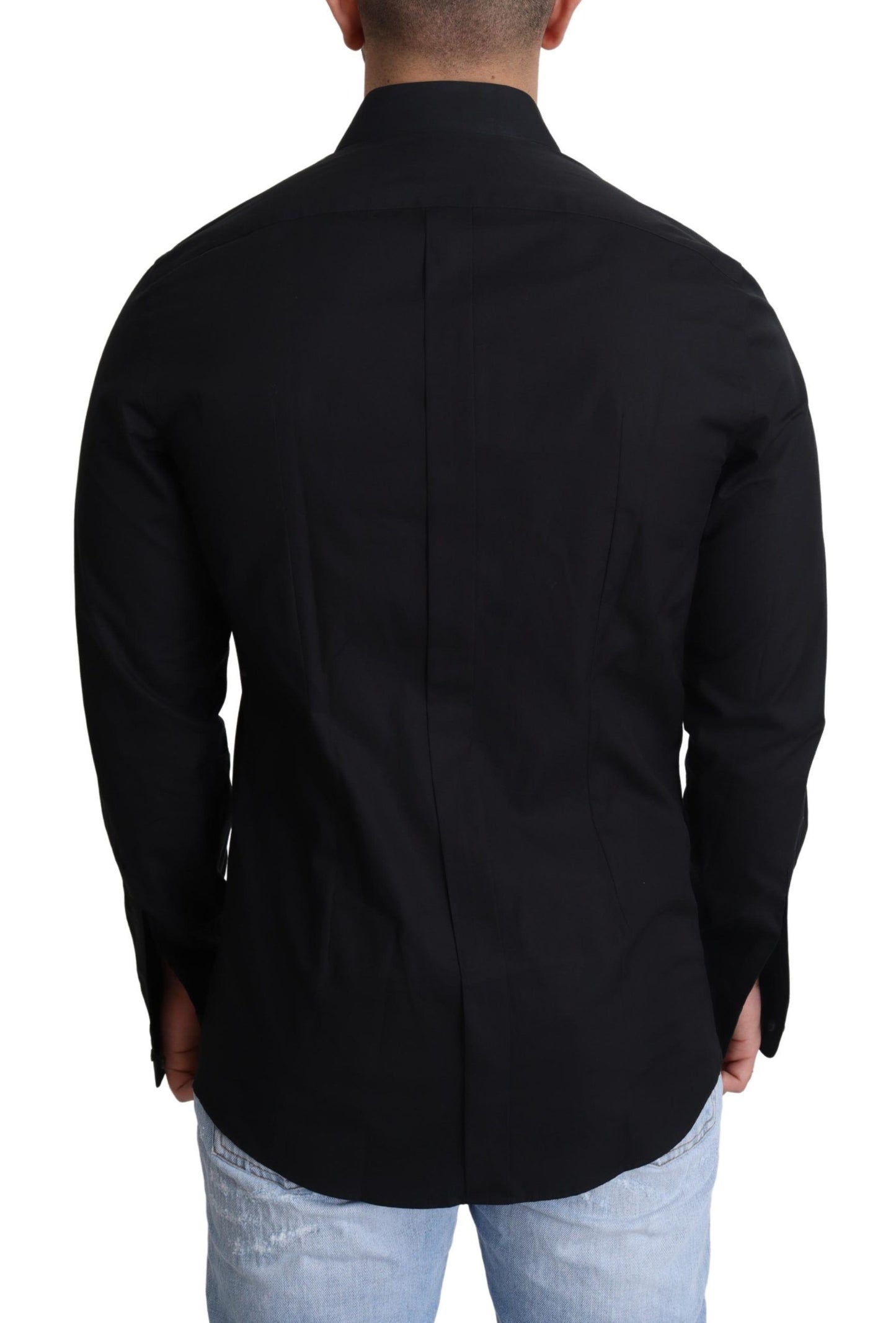 Elegant Black Cotton Dress Shirt