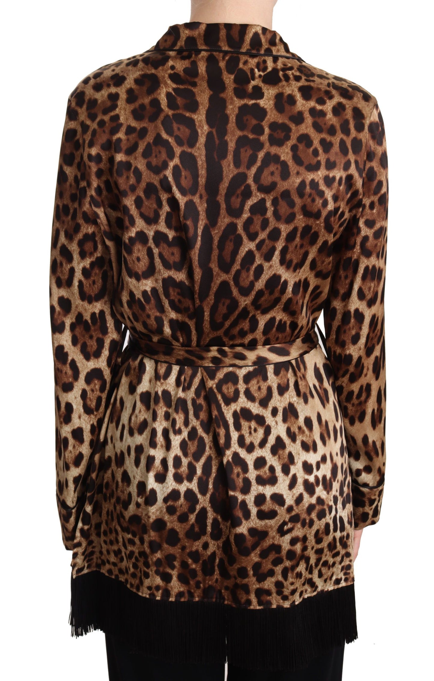 Elegant Leopard Silk Robe Top