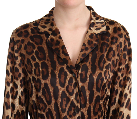 Elegant Leopard Silk Robe Top