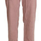 Pink High Waist Straight Cotton Trouser Pants