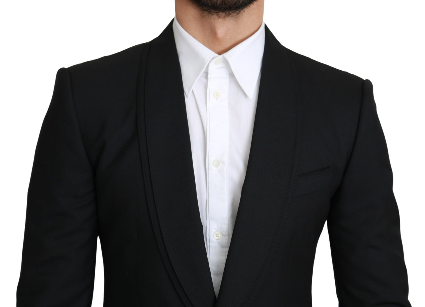 Elegant Black Virgin Wool Formal Blazer