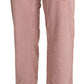 Pink High Waist Straight Cotton Trouser Pants