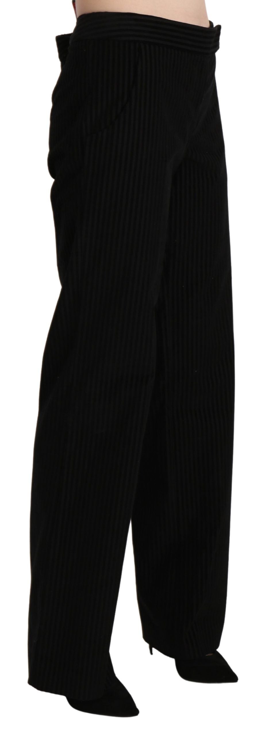 Chic Black High Waist Flared Trousers