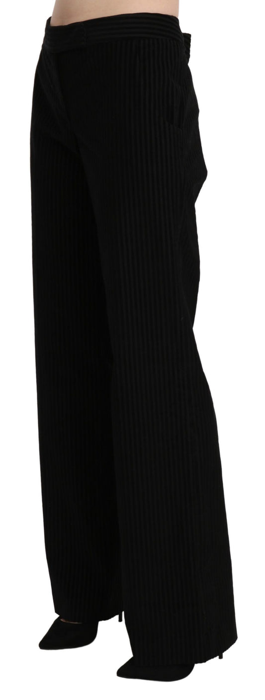 Chic Black High Waist Flared Trousers