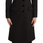 Gray Wool Cashmere Coat Crest Applique Jacket