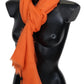 Sumptuous Cashmere Fringed Scarf in Vibrant Orange