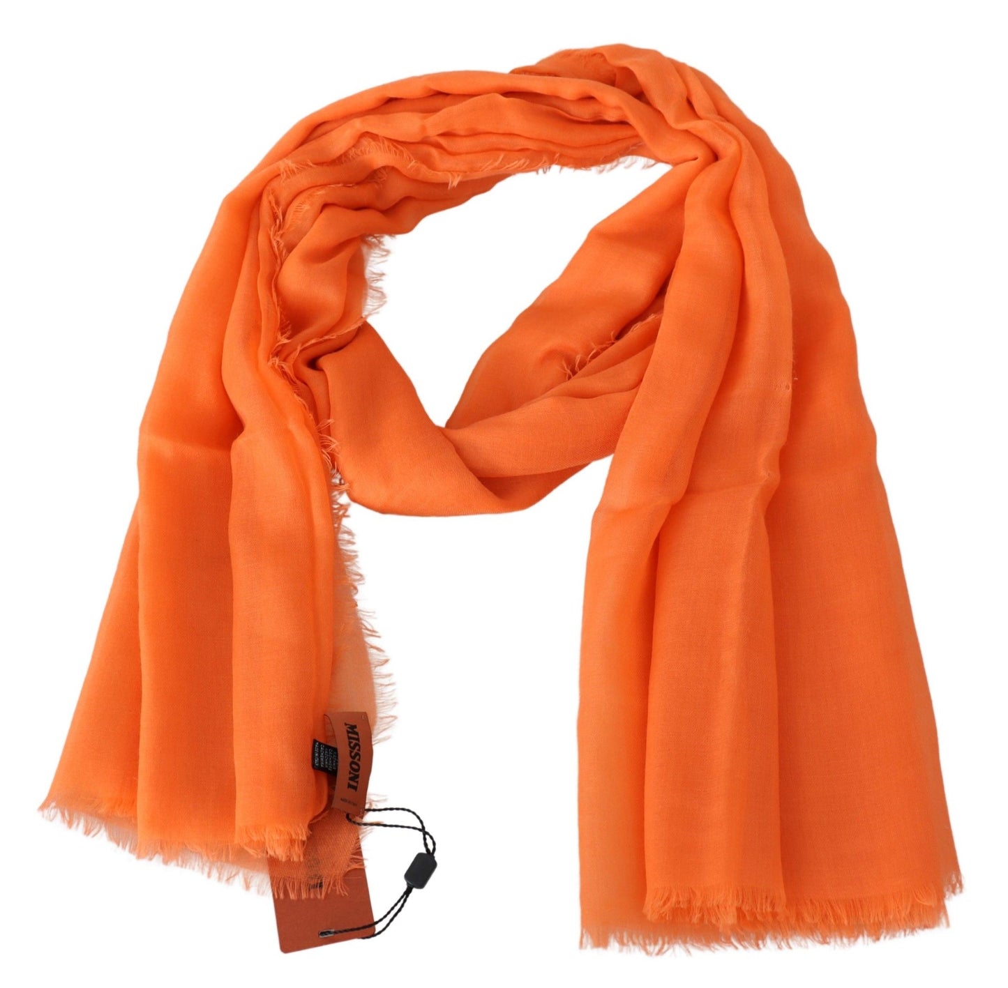 Sumptuous Cashmere Fringed Scarf in Vibrant Orange