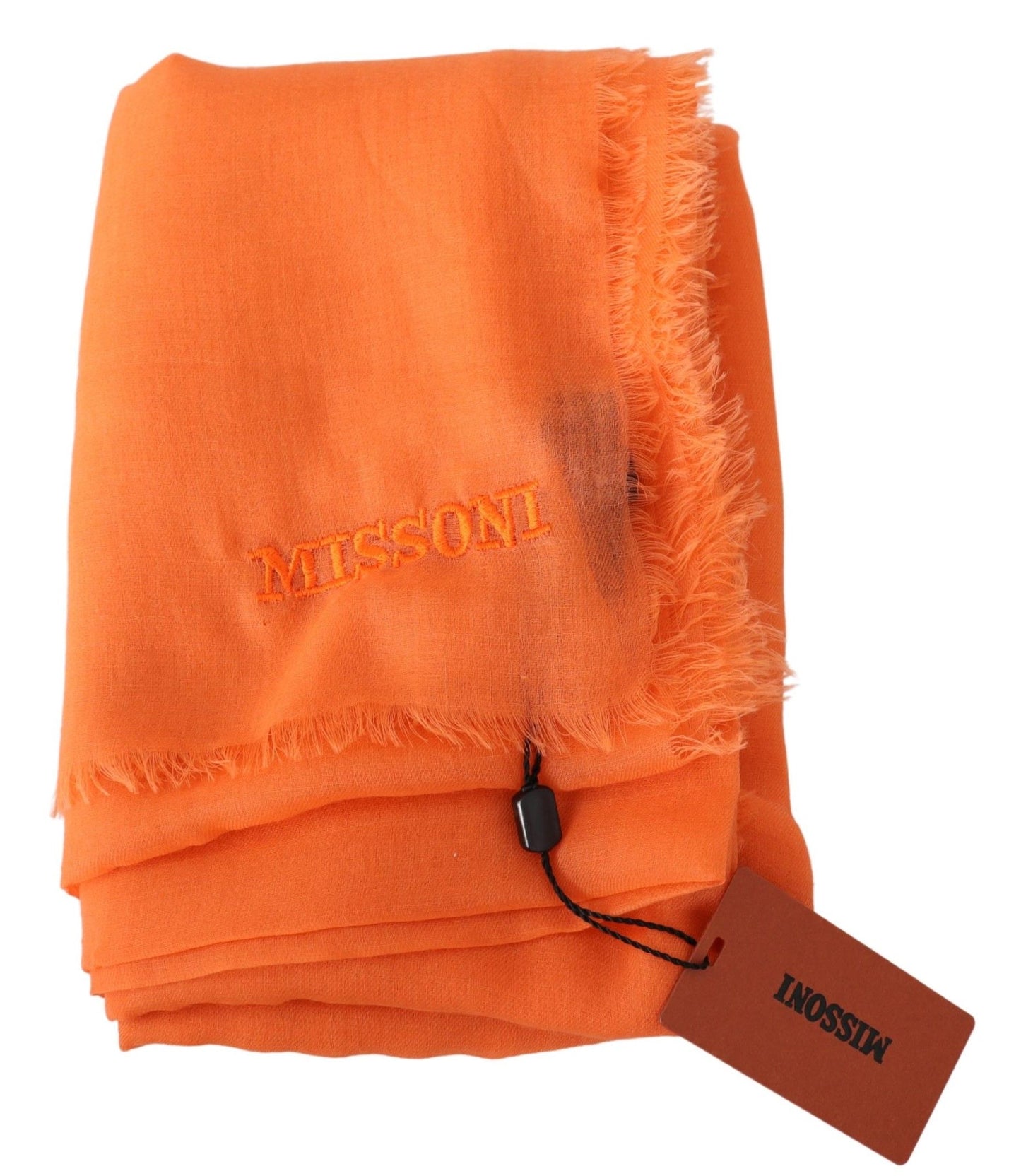 Sumptuous Cashmere Fringed Scarf in Vibrant Orange