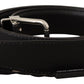 Elegant Black Leather Belt with Silver Buckle