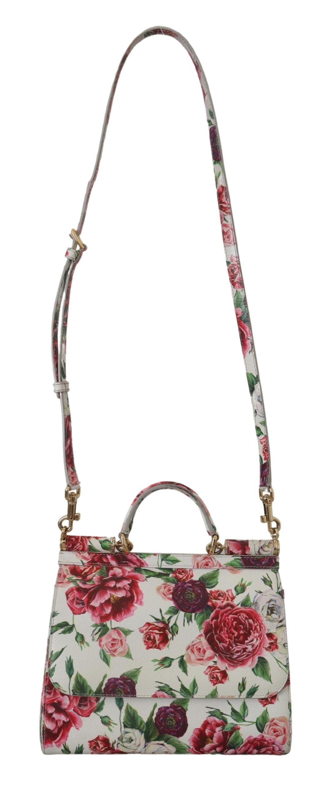 Chic Floral Sicily Shoulder Bag in White Leather