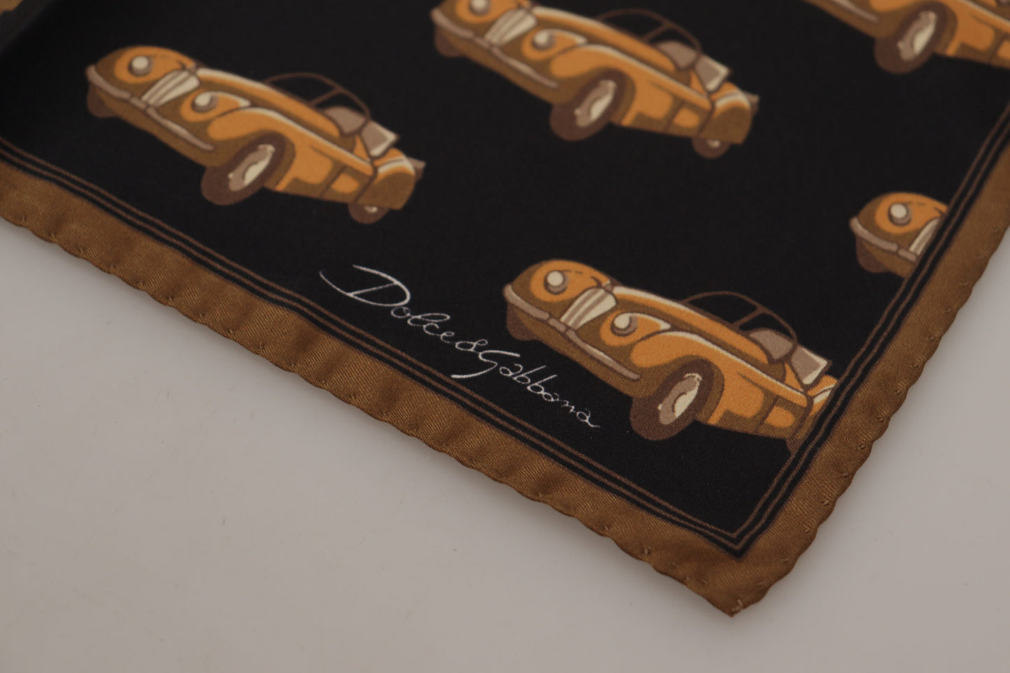 Silk Square Men's Scarf with Unique Car Print