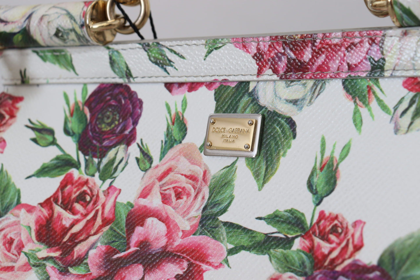 Chic Floral Sicily Shoulder Bag in White Leather