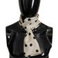 Elegant Ivory Polka Dot Silk Scarf