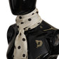 Elegant Ivory Polka Dot Silk Scarf