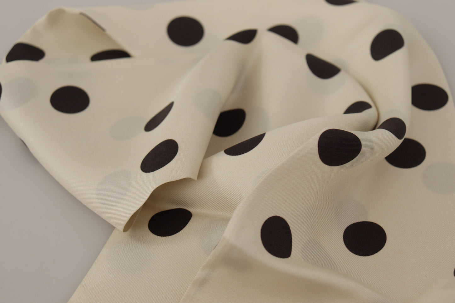 Elegant Ivory Polka Dot Silk Scarf