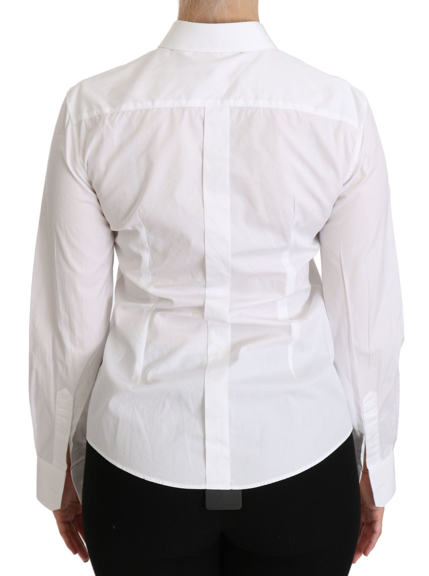 Elegant White Collared Long Sleeve Polo Top