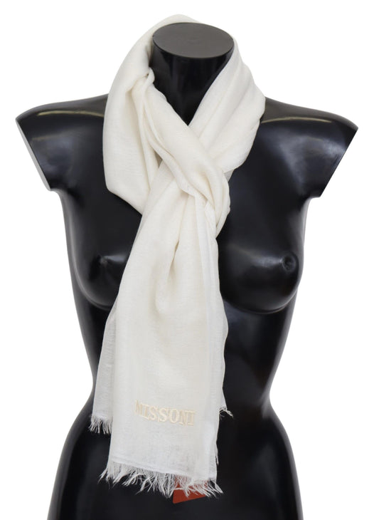 Elegant Cashmere Patterned Scarf with Logo Embroidery