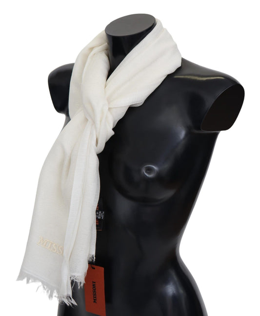 Elegant Cashmere Patterned Scarf with Logo Embroidery