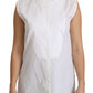 Chic White Cotton Sleeveless Polo Top