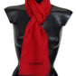 Elegant Red Cashmere Scarf with Logo Embroidery