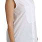 Chic White Cotton Sleeveless Polo Top