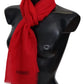Elegant Red Cashmere Scarf with Logo Embroidery