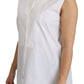 Chic White Cotton Sleeveless Polo Top