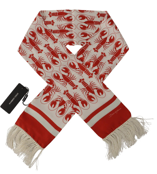 Elegant Silk Lobster Print Men's Scarf