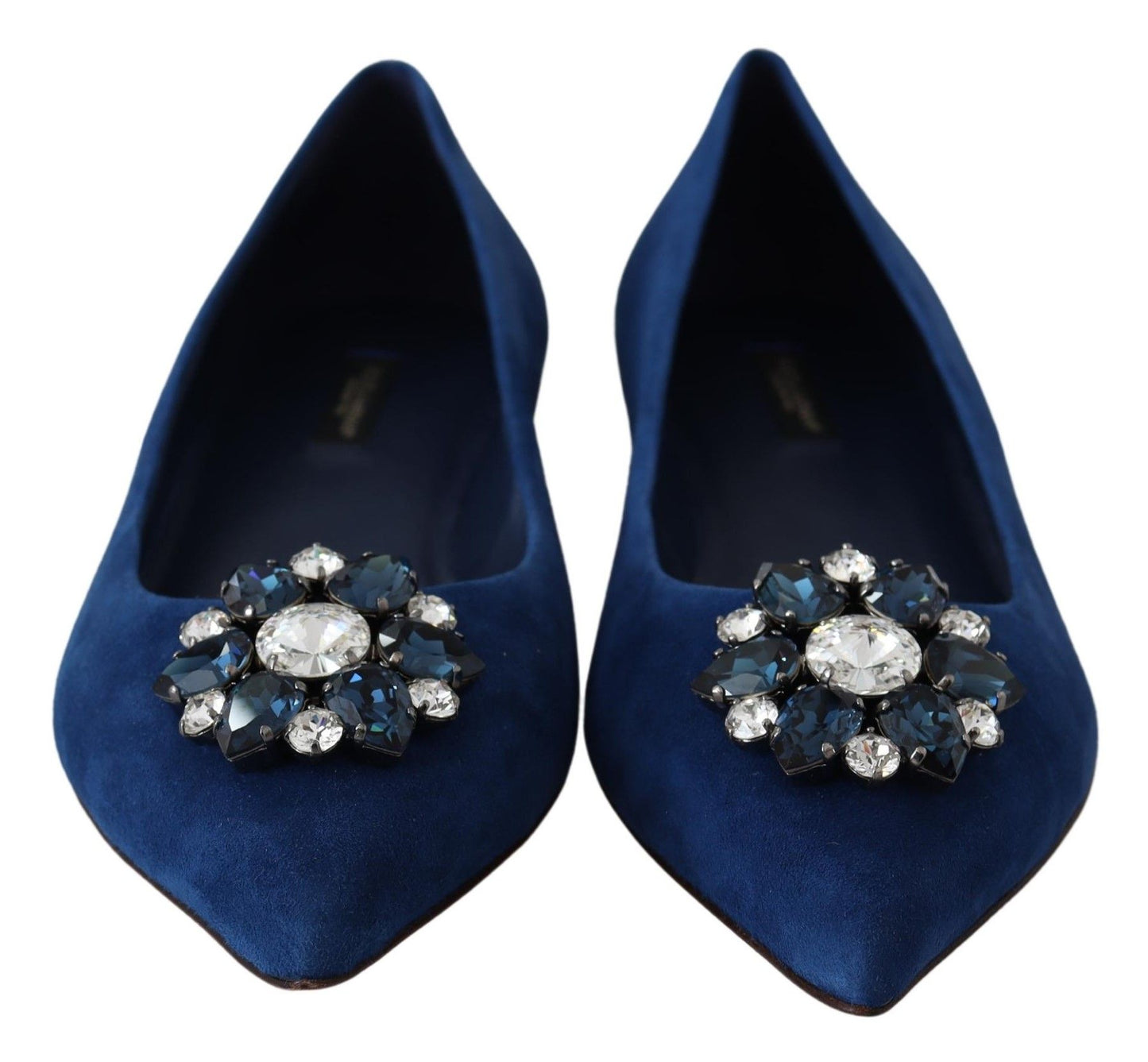 Elegant Crystal-Embellished Suede Flats