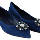 Elegant Crystal-Embellished Suede Flats
