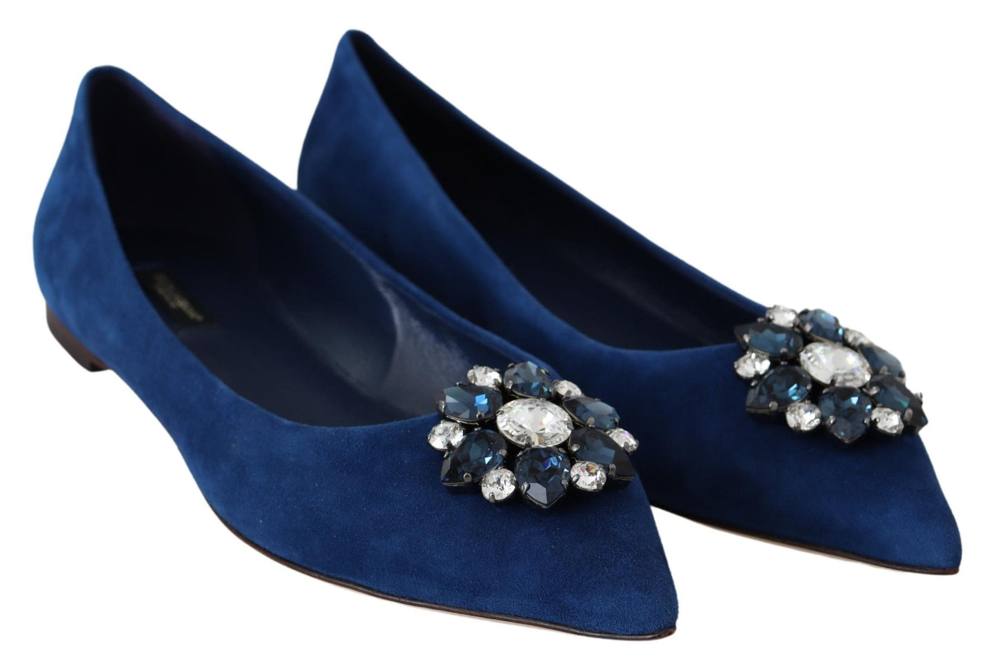 Elegant Crystal-Embellished Suede Flats