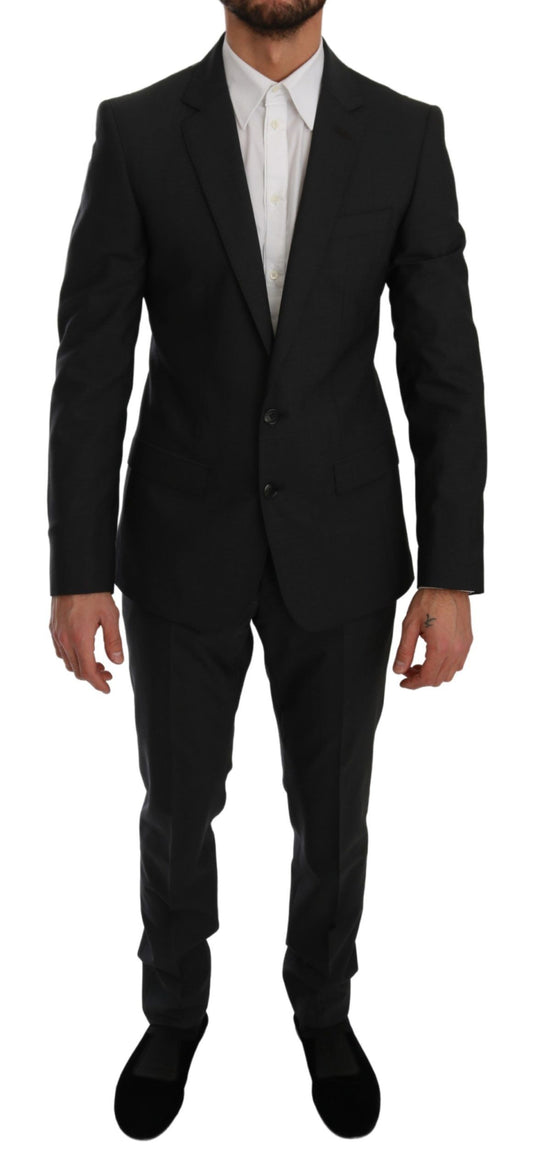 Elegant Gray Wool Blend Slim Fit Suit