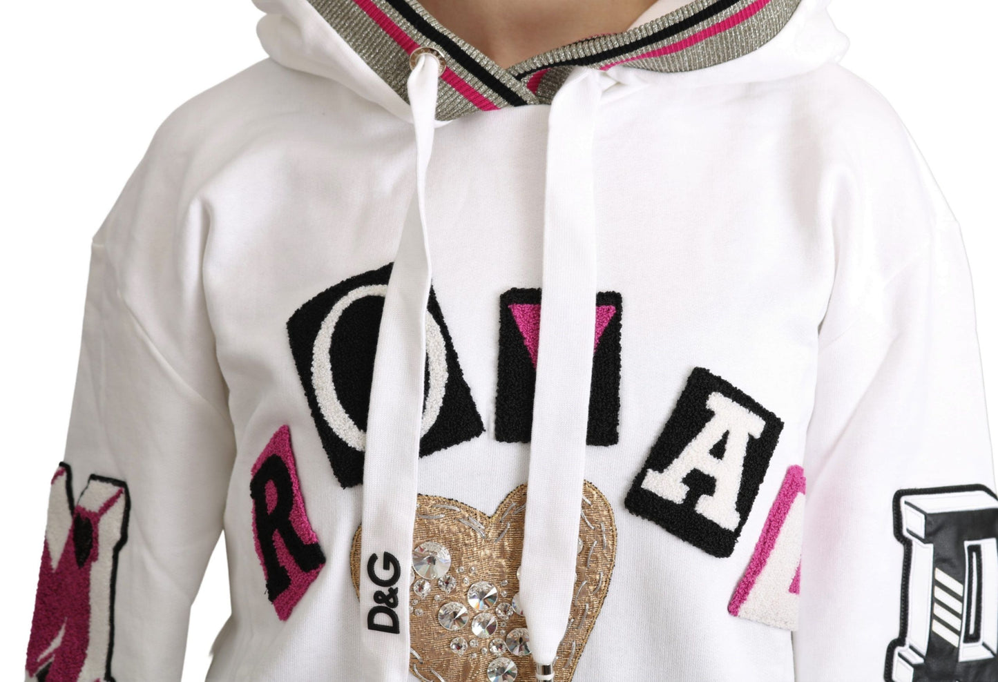 Elegant Cotton Hooded Pullover with Crystal Embellishments