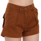 Chic Brown Mid Waist Mini Shorts