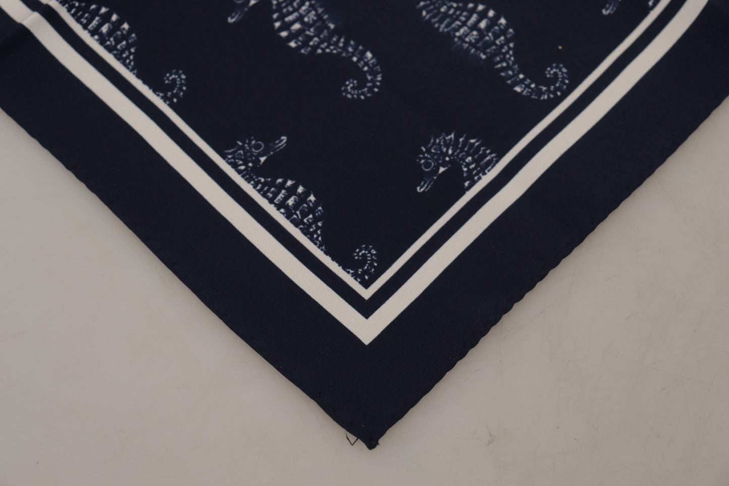 Blue Seahorse DG Printed Square Handkerchief Scarf