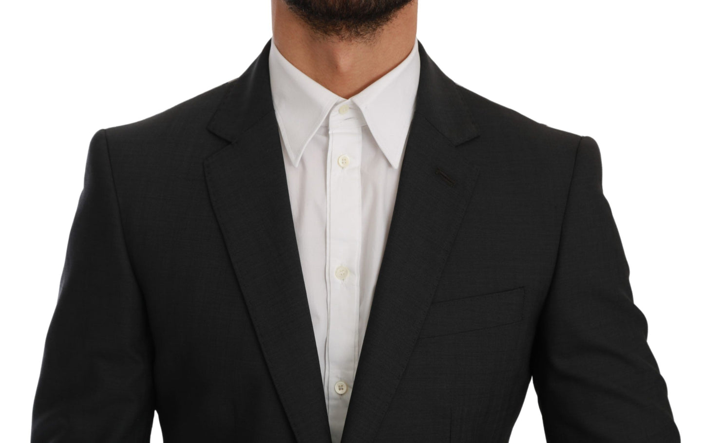 Elegant Gray Wool Blend Slim Fit Suit