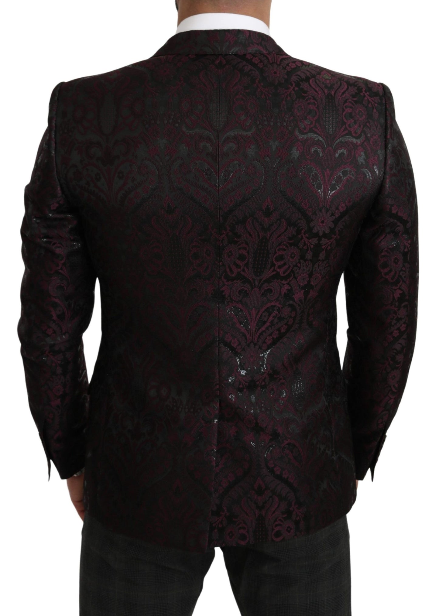 Black Bordeaux Floral Jacquard Blazer & Vest Set