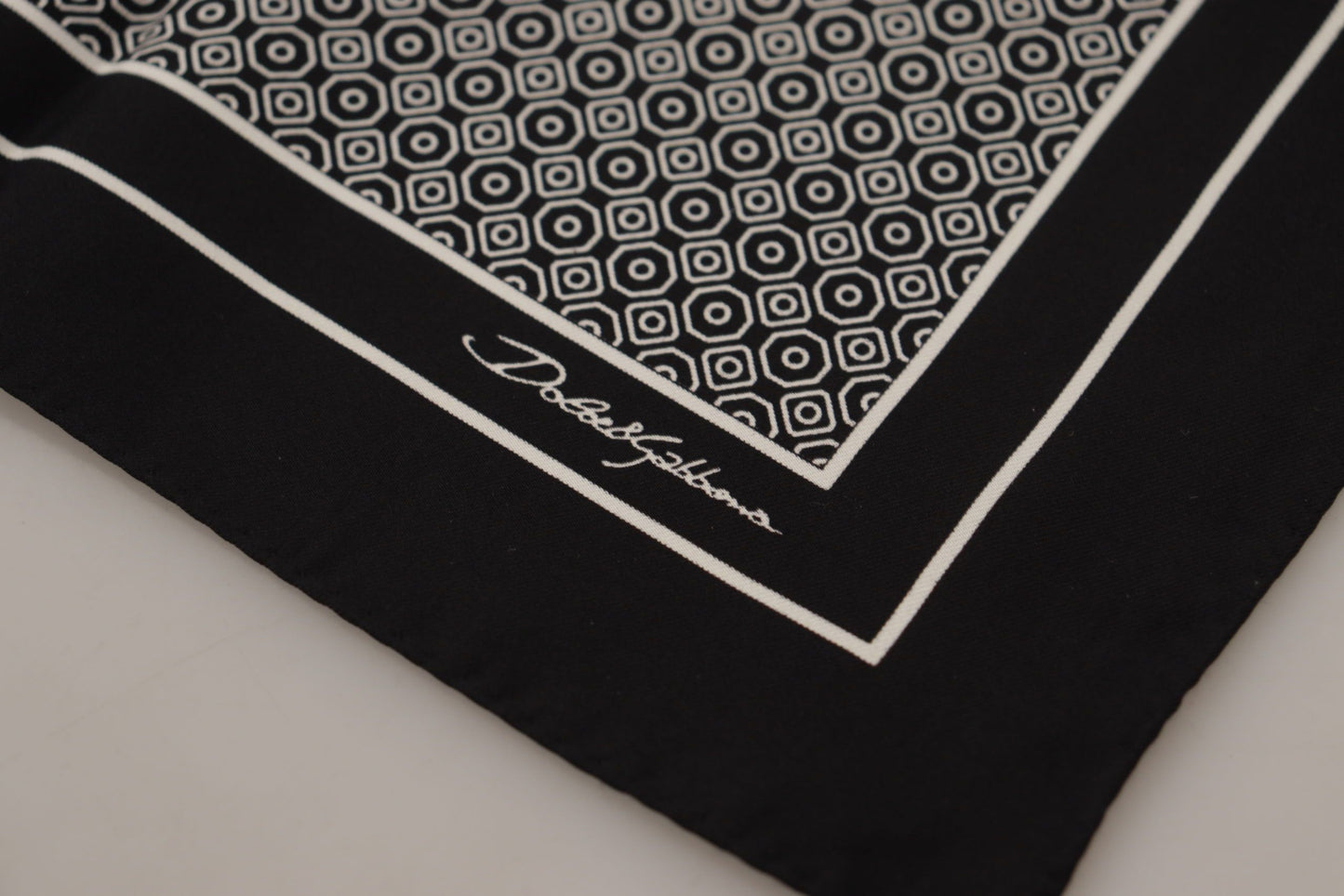 Black Geometric Patterned Square Handkerchief Scarf