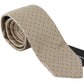 Elegant Cream Beige Dotted Silk Neck Tie