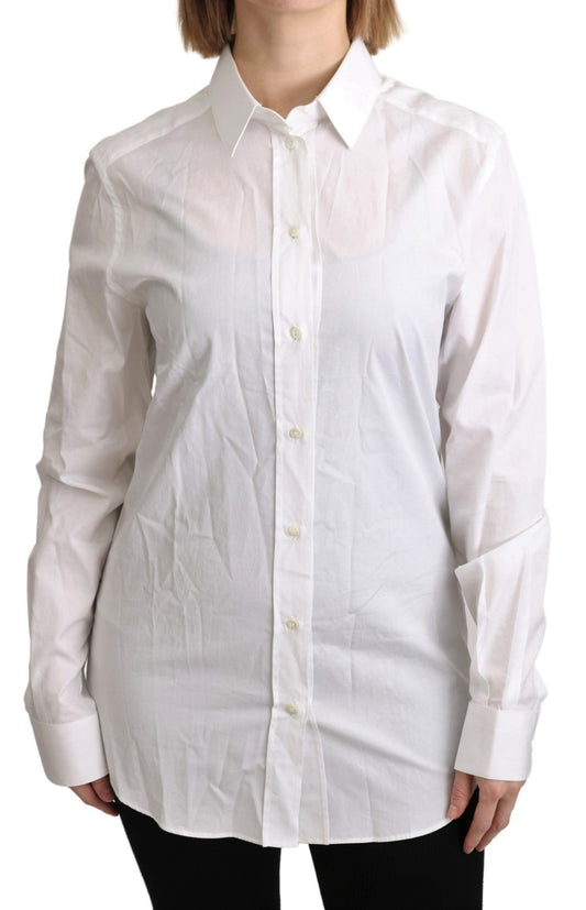 Elegant White Cotton Dress Shirt