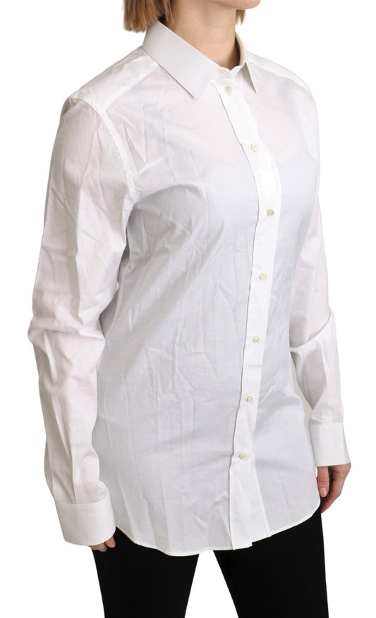 Elegant White Cotton Dress Shirt