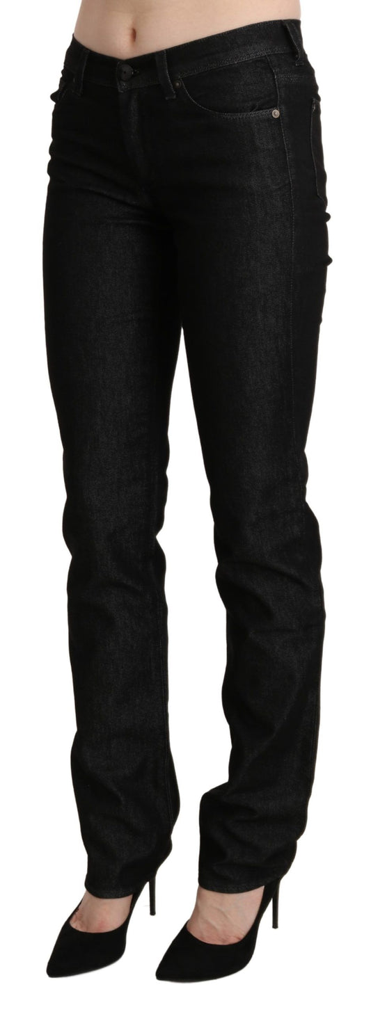 Chic Black Mid Waist Skinny Jeans