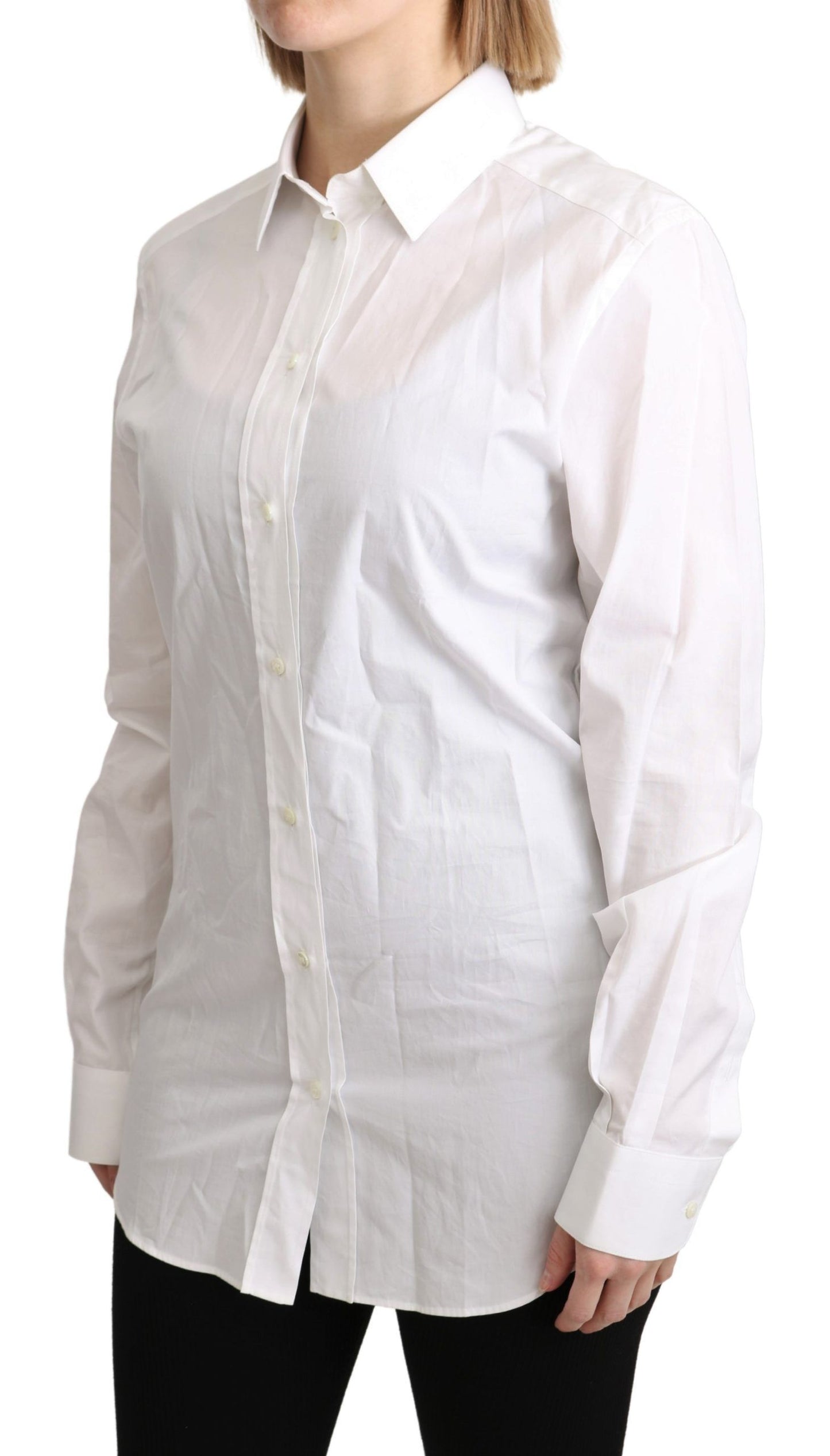 Elegant White Cotton Dress Shirt