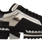 Elegant Super King Leather Sneakers - Silver & Black