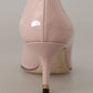 Pink Patent Leather Kitten Heels Pumps Shoes