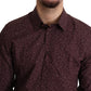 Maroon Cotton Floral Dress Formal Shirt