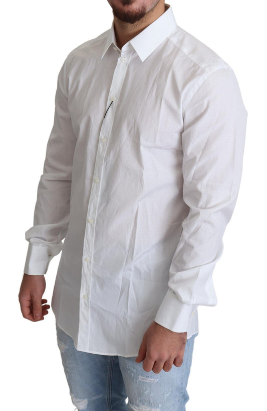 Elegant White Cotton Dress Shirt