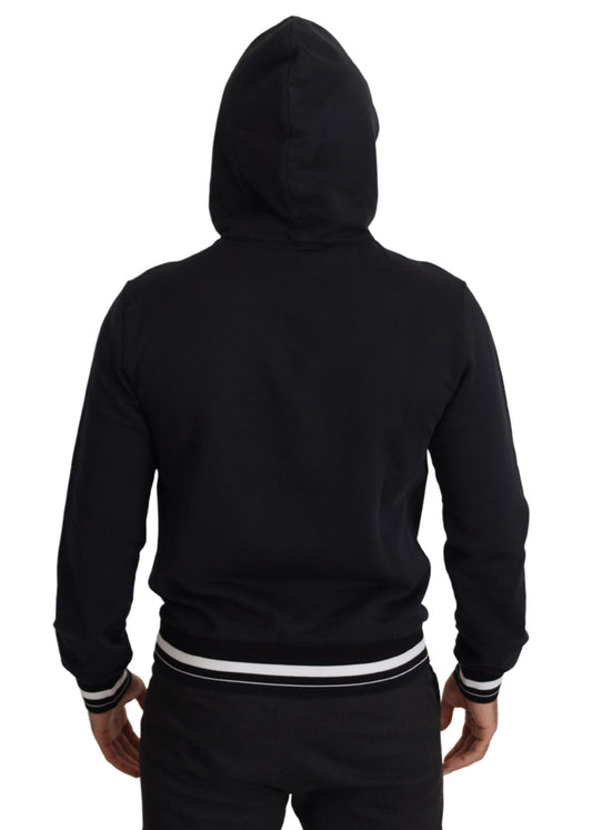 Elegant Black Cotton Hooded Pullover Sweater