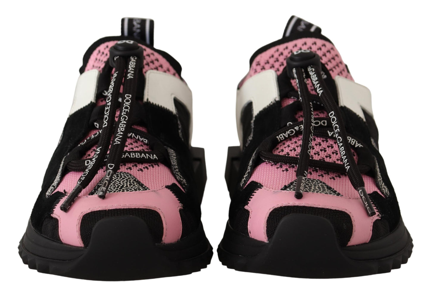 Chic Black Lace-up Sneakers with Pink Detail
